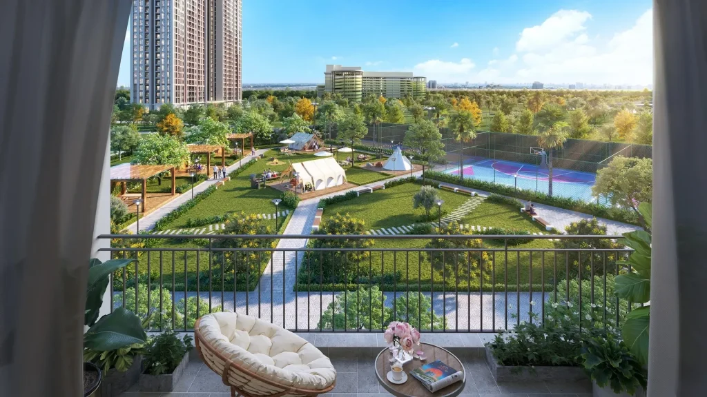 Ban công nhìn ra mảng xanh – ảnh minh họa Mont Alp Residences